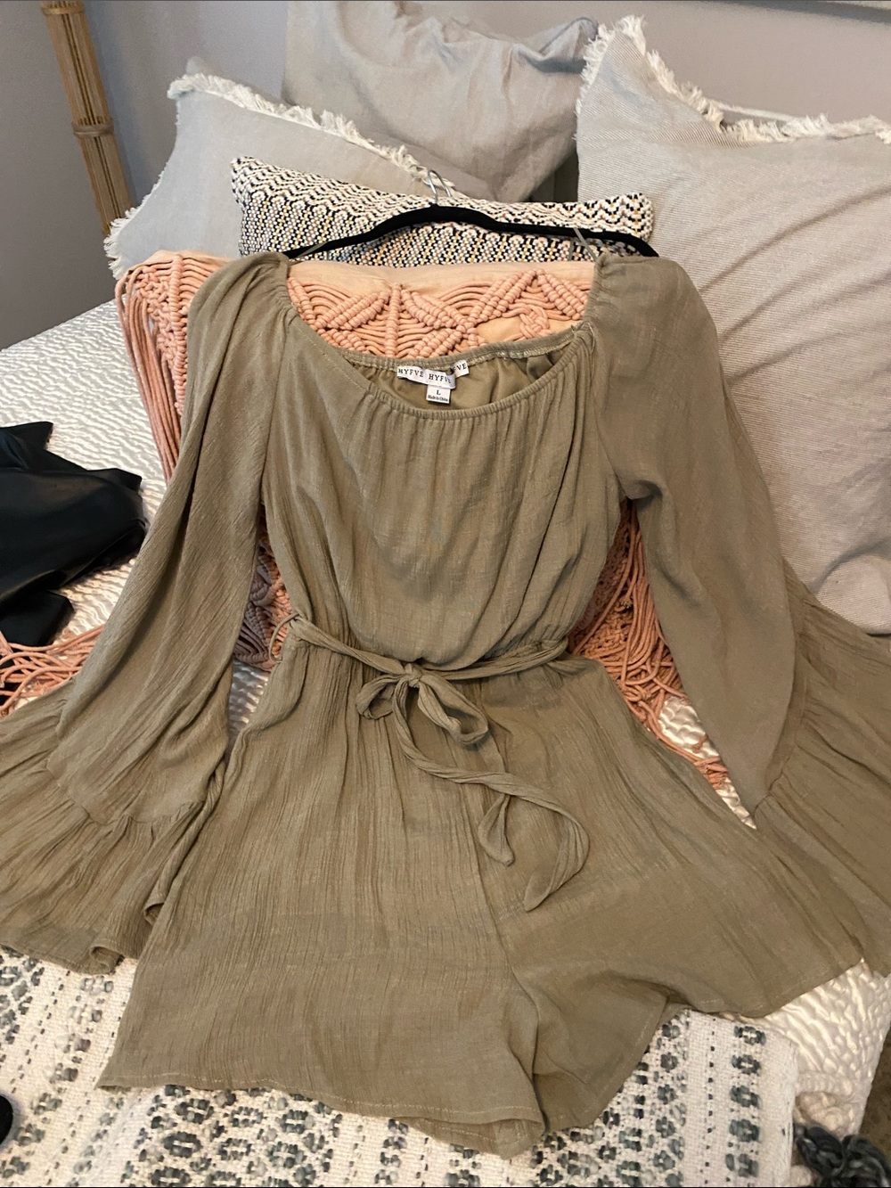 HYFVE Olive Green Long Sleeve Romper